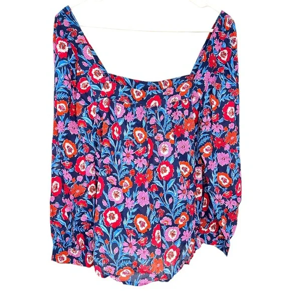 Vineyard Vines Tisbury Floral Square Neck Top Size XL - Picture 4 of 6